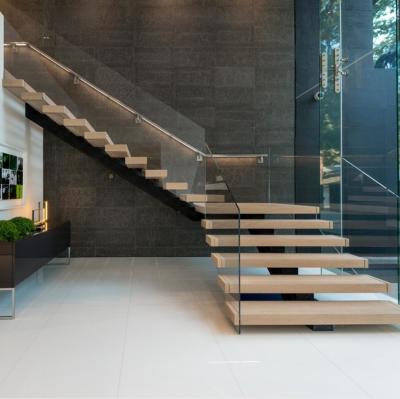 China Modern Wooden Steel Staircase Details Interior Project Villa Stairs With Landing for sale