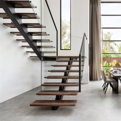 China Modern U Shaped Rubber Wood Stair Stairs And Stair Steel Parts for sale