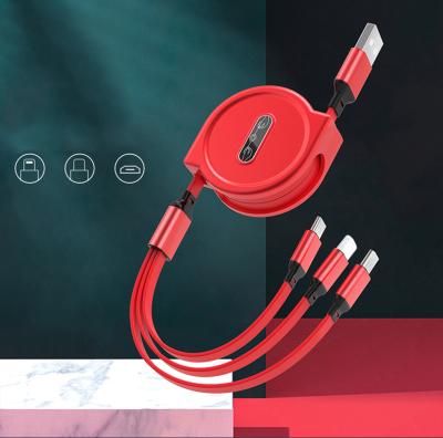 China 2021 New Arrival Universal Multifunctional MP3/MP4 Player 3 in 1 Retractable Fast Charging USB Cable For Mobile Phone for sale