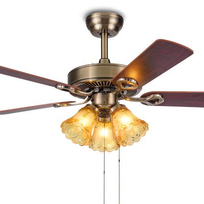 China With Wooden Ceiling Fan 42 52 Inch 5 Blade Light LED Light Pure Copper AC Motor Air Cooling Fan Light and Remote Control Switch for sale