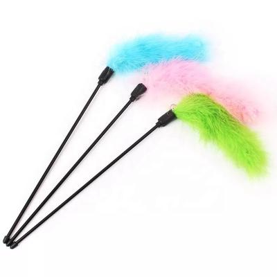 China Sustainable Wholesale Colorful Eco - Friendly Plush Feather Toys Cat Stick Toys Lighter for sale