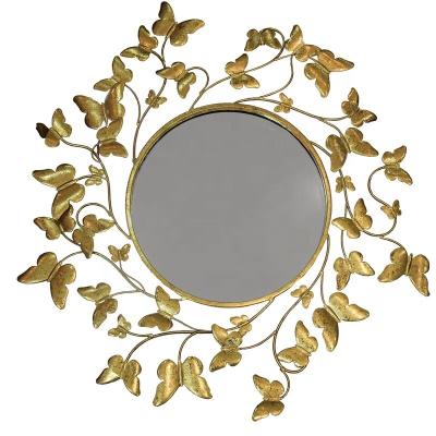 China SWT Gold Leaf Wall Butterfly Decorative Mirror Living Room Wall Mounted Mirror for sale