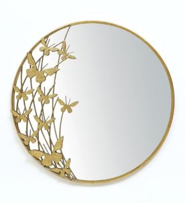 China Wall Mounted SWT Gold Leaf Mirror Living Room Decorative Glass Mirror Wall Mounted Dressing Table Mirror for sale