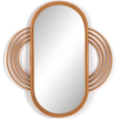 China 2022 Warm Natural Minimalist SWT Amazon CIA Rattan Wall Mirror For Living Room for sale