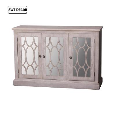 China Eco-friendly SWT Wood Vintage Mirrored Accent Sideboard Sideboard Cabinet For Living Room Furniture for sale