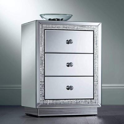 China Luxury Customized SWT Design Crystal Mirrored Side Table With New Single Drawer for sale