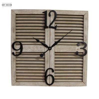 China High Quality Antique Vintage Style SWT Wall Clock Window-Shadows Wooden Square Wall Hanging Clock for sale