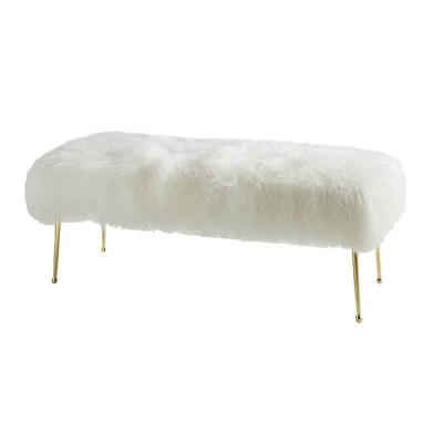 China SWT Long Bench Modern Design Hallway Long Bench Metal Upholstery Sight Adjustable Leg Vanity Long Fur Bench(Height) for sale