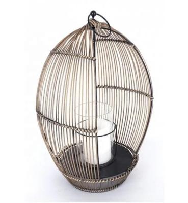 China Home Decoration SWT Garden Rattan Lantern Candle Holder With Rope For Home Decoration for sale