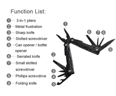 China Ourdoor low MOQ ativity stainless steel multi function tool, good quality folding multi tool, combination pocket knife for sale