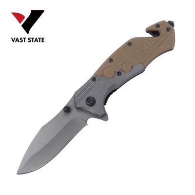 China Survival Non-Variable Rescue Knife Multi Pocket Stainless Steel Knife With Glass Breaker And Belt Cutter for sale