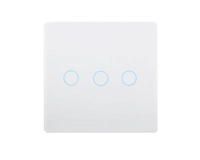 China Kaisi 80*80mm EU 3Gang Smart Wifi Standard Wall Light Touch Switch wifi control 2way wifi touch switch for sale