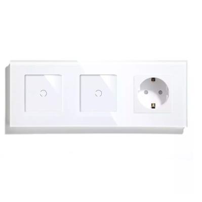 China KSMT Tuya 2*1Gang Wifi Touch Wireless Switch With EU Wall Plug KS-W8602G-EU for sale