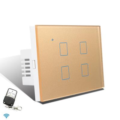 China 4gang standard 4gang tempered glass +PC KAISI USA 118 touch life smart switch 433mhz rf 433 wifi smart remote wall lamp switch for sale