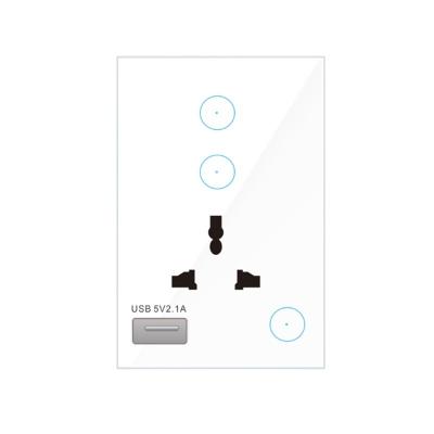 China 120*76 Smart Home Electric Switch KSMT Multifunctional Smart Socket KS-W12002-U Wifi Smart 2Gang for sale