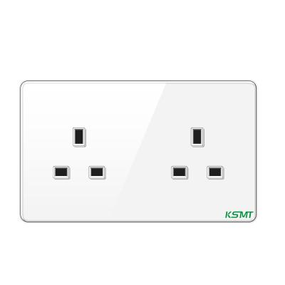 China KAISI R-U English Wall Outlets Standard Dual Receptacle Dual Receptacle Residential/General Purpose Dual Wall Outlets 13A Standard Tempered Glass Dual Receptacle for sale