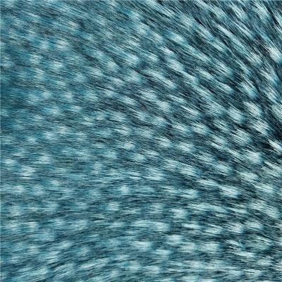 China Peacock blue color jacquard faux raccoon fur fabric long tip-dyed pile for women coat jacket for sale