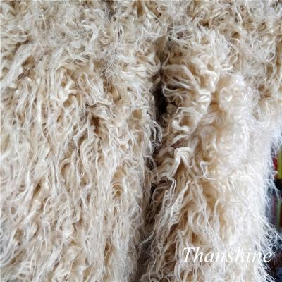 China Soft Natural Color Long Pile Fur Sherpa Curly Hair Cloth For Women Coat Jacket Toy for sale