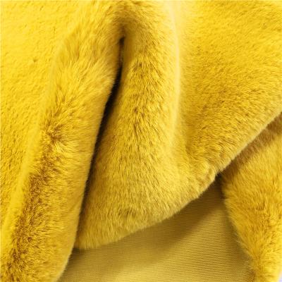 China Winter quality warm soft plush pure color faux rabbit fur fabric for winter coat for sale