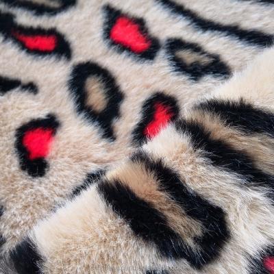 China Garment Animal Jacquard Faux Fur Leopard Print Artificial Fur for sale