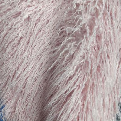 China Smoothful 100% Acrylic Long Pile Plush Lamb Shaggy Faux Mongolian Fur Fabric For Women Coat Blanket for sale