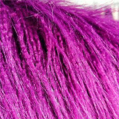 China Smoothful Magenta Color Pile Plush Shaggy Faux Fur Fabric Along For Women Coat Carpet Blanket for sale