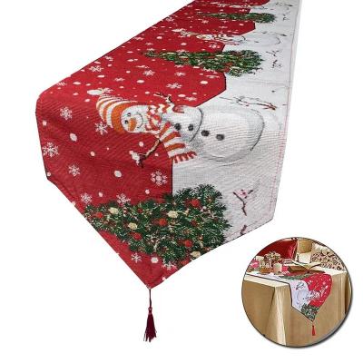 China Home Tapestry Santa Claus Dining Table Runner Festival Decoration Christmas Table Runner for sale