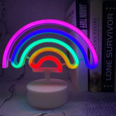 China Residential Colorful Neon Light Pink Neon Signs LED Lamp Rainbow Table Lamps For Birthday for sale