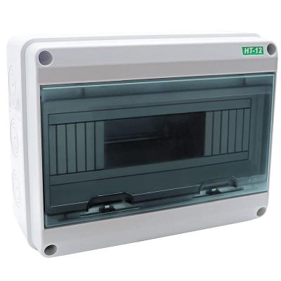 China Outdoor Electrical Waterproof Recessed Box HT-12 250*195*110mm ABS+PC 12 Way MCB Distribution Box for sale