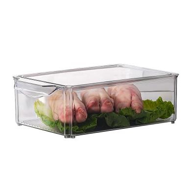 China Freshness Preservation BPA Free Large Plastic Food Storage Box Crisper Refrigerator Storage Container With Handle Lid for sale