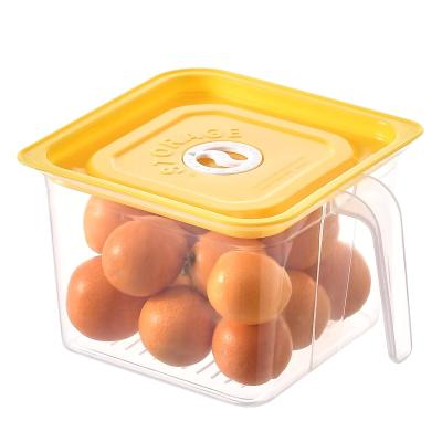 China Plastic Freshness Preservation Square Refrigerator Container With Small Clear Handle Food Storage Boxes With Lids For Kitchen for sale