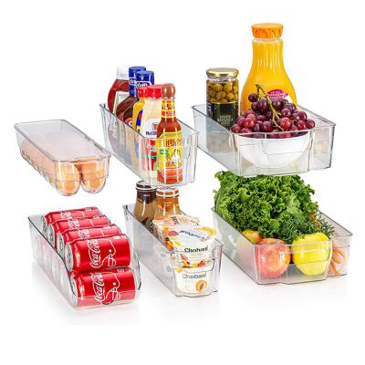 China Amazon Hot Selling 6pcs Freshness Preservation Set Kitchen Storage Container Bins With Handle Clear Plastic Refrigerator Organizer for sale