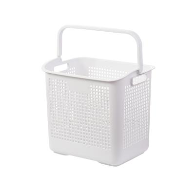 China 2 Layers Sustainable Plastic Bathroom Decor Laundry Hamper Storage With Sliding Wheels Plastic Dirty Laundry Hamper Cart for sale