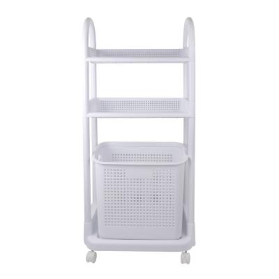 China Viable Hot Sale Plastic Laundry Basket Trolley Dirty Clothes Storage Organizer Rack Shelf for sale