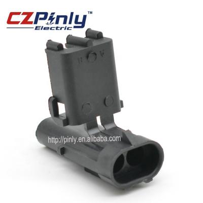 China Delphi 2P Black Weather Pack Shroud Aptiv Automotive Fuel Injector Connector 12010973 For GM for sale