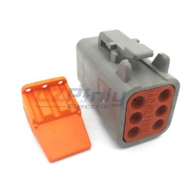 China 6 Position 250VDC Gray 1.02mm Pin Dia DTM Series DTM06-6S Automotive Connector Housing for sale