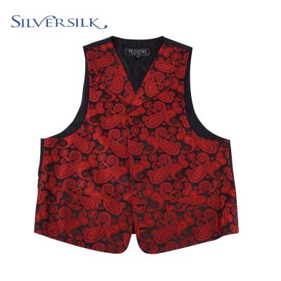 China American Luxury Red Floral Dress Vests Mens Anti-wrinkle Paisley Suit Vest For Wedding for sale