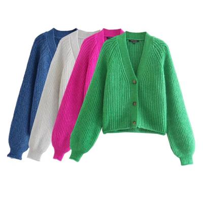 China Women Sweater Coat Breathable Solid V-Neck Long Sleeve Tops,Casual Spring Autumn Knitted Women Cardigans for sale