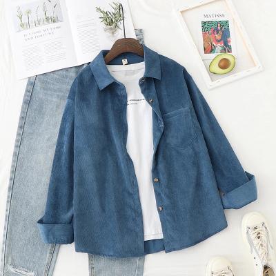 China 2021 Solid Spring Corduroy Winter Anti-pilling Shirt For Women , Women Long Sleeve Oversized Shirt for sale