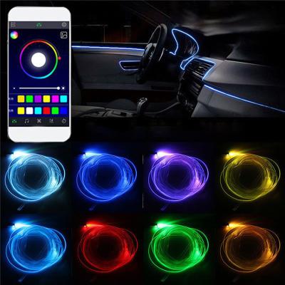 China Led RGB Fiber Optic Car LED Atmosphere Light Fiber Optic Bands App Interior Ambient Light Control 6 in 1 RGB 8M Fiber Optic Bando for sale