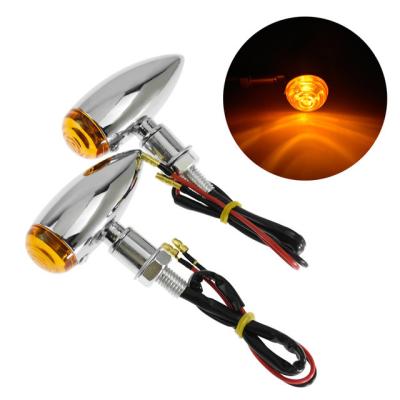 China Retro Metal Motorcycle Grill Turn Signals Bullet Shape LED Aluminum Light for sale