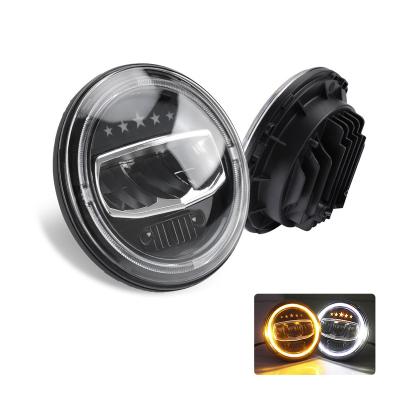 China Aluminum Alloy Motorcycle Lighting System Fog Angel Eye 7 Inch 12V 24V Amber Yellow Led Headlamp For JL Motorcycle Headlamp for sale