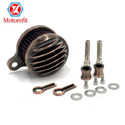 China Retro CNC Aluminum Aluminum Barrier Accessories Modification CNC Motorcycle Bronze Air Filter for harley 883 XL1200 48 for sale