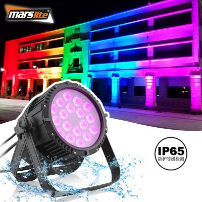 China Theme park waterproof 18x18w rgbwa+uv 6in1 led outdoor par light wedding party stage par ip65 boxes uplights for sale