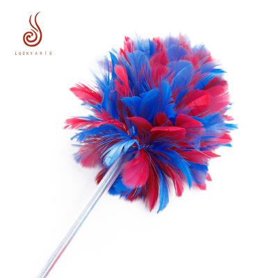 China Beautiful Viable High Quality Dyed Flower Feather Ball Cat Puzzle Stick Toy For Cat for sale