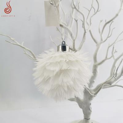 China 2019 Winter Design Manufacturer Wholesale Pure White Duck Guinea Fowl Feather Tropical Ankle Ball For Home Room Decoration for sale