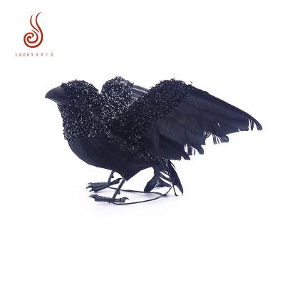 China Other China Factory Wholesale Artificial Feather Black Crow For Halloween Decoration for sale