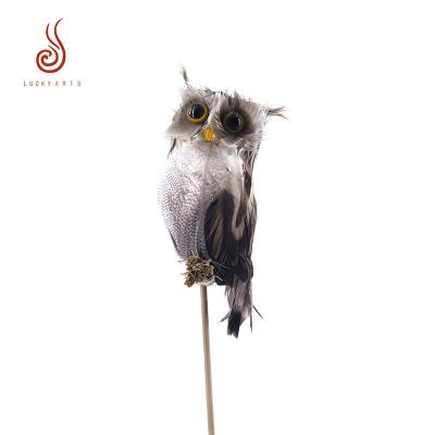 China Other cheap wholesale natural small feather owl with stick for home decoration for sale