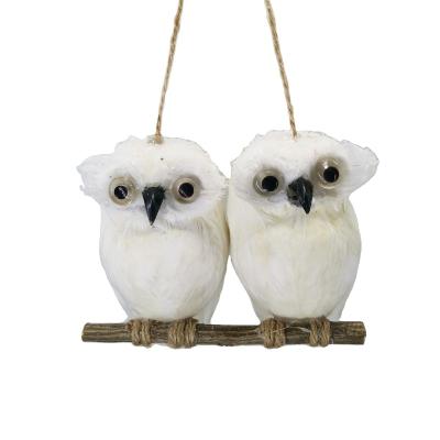 China 2019 Decoration Classic Design Wholesale Pure Snow White Artificial Feather Pairs Birds Owl For Home Party Decoration Christmas Gifts for sale