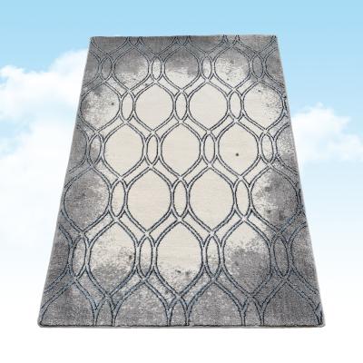 China Small comfortable washable gray microfiber rug with geometric design for sale